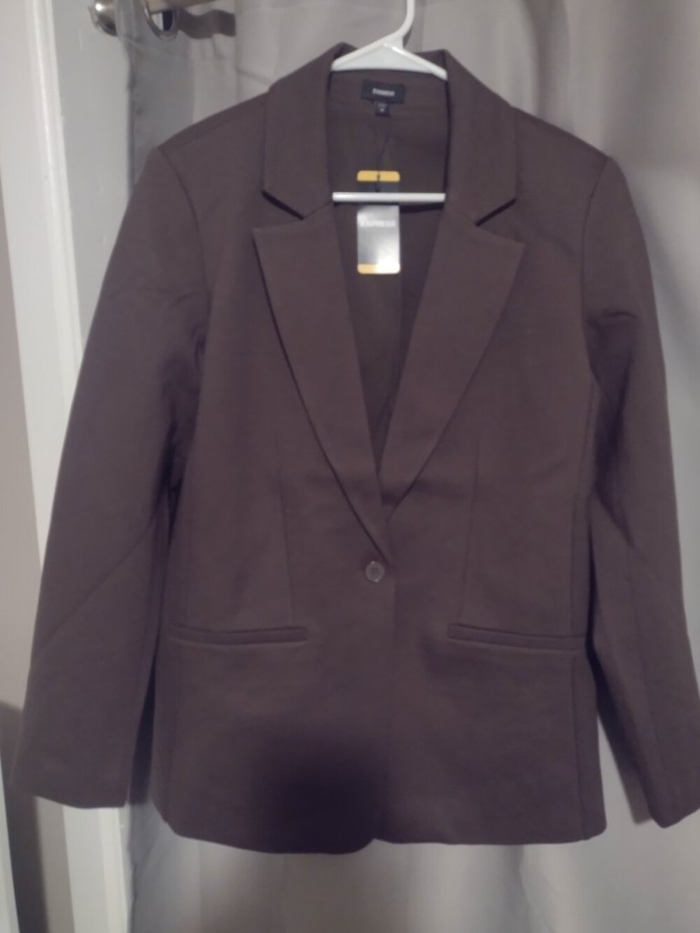 Womens Express Brown Pointe Blazer double breasted single button front new